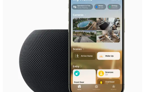 苹果HomePod mini午夜色优雅亮相：集成温湿感应科技，双组合立体声效果